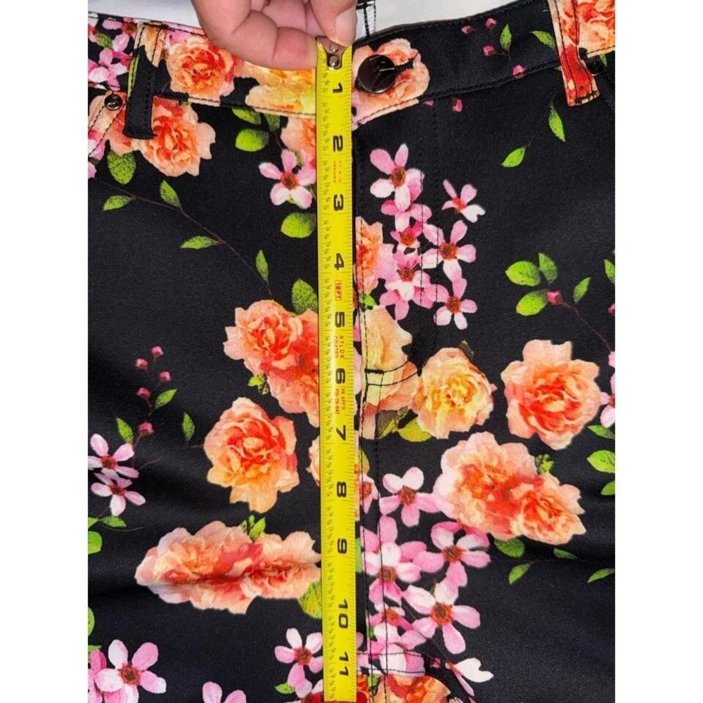 Like an Angel Floral Print Pants Casual Stretch Trousers Black 2X - Picture 6 of 7